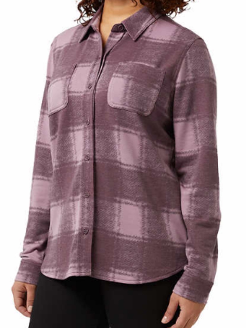 32 Degrees Women's Button-Down Plaid Shirt - Mauve Size Medium